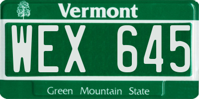 VT license plate WEX645