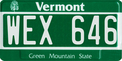 VT license plate WEX646