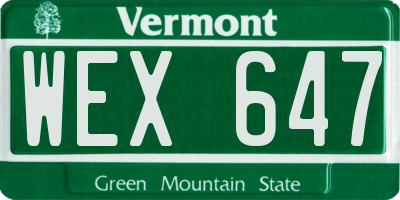 VT license plate WEX647