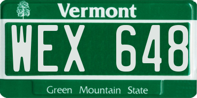 VT license plate WEX648