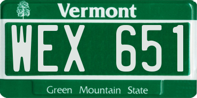 VT license plate WEX651