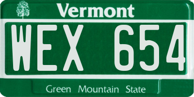 VT license plate WEX654