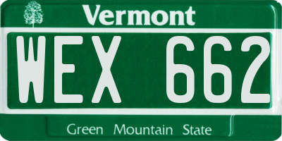 VT license plate WEX662