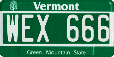 VT license plate WEX666