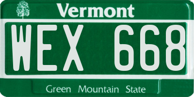 VT license plate WEX668
