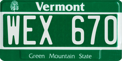 VT license plate WEX670