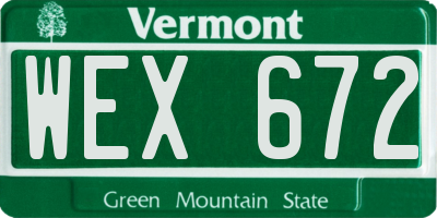 VT license plate WEX672