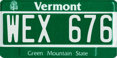 VT license plate WEX676