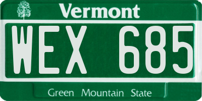 VT license plate WEX685