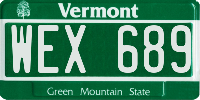 VT license plate WEX689