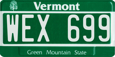 VT license plate WEX699