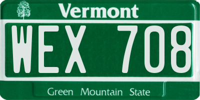 VT license plate WEX708