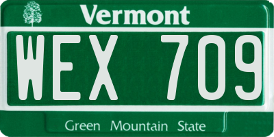 VT license plate WEX709