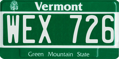 VT license plate WEX726