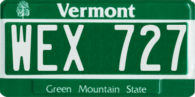 VT license plate WEX727