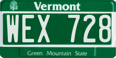 VT license plate WEX728
