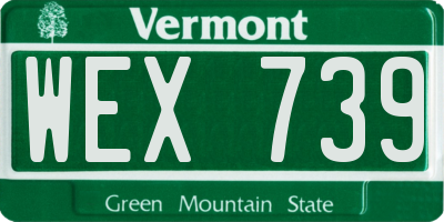 VT license plate WEX739