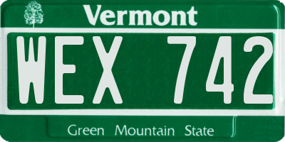 VT license plate WEX742