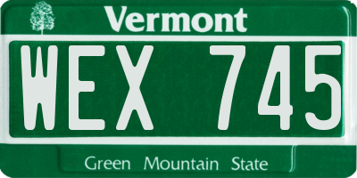 VT license plate WEX745