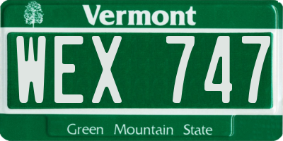 VT license plate WEX747