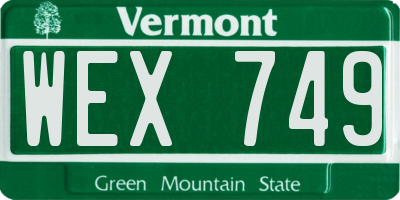 VT license plate WEX749