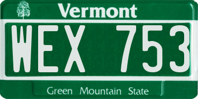 VT license plate WEX753