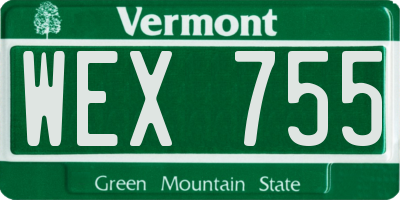 VT license plate WEX755