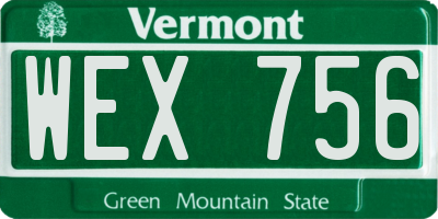 VT license plate WEX756