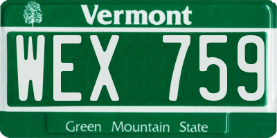 VT license plate WEX759