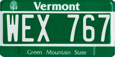 VT license plate WEX767