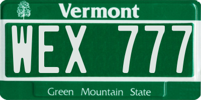 VT license plate WEX777