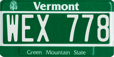VT license plate WEX778