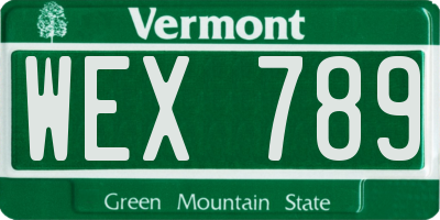 VT license plate WEX789