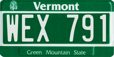 VT license plate WEX791
