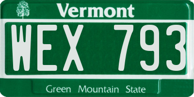 VT license plate WEX793
