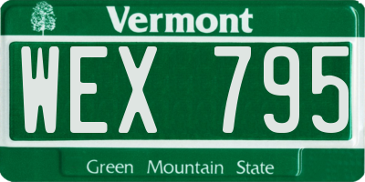 VT license plate WEX795