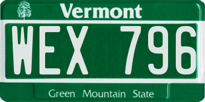 VT license plate WEX796