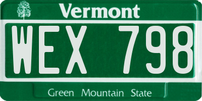 VT license plate WEX798