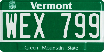 VT license plate WEX799