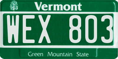 VT license plate WEX803