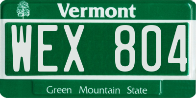 VT license plate WEX804