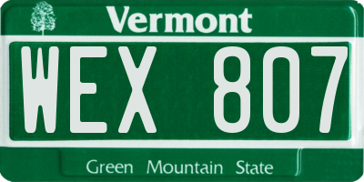 VT license plate WEX807