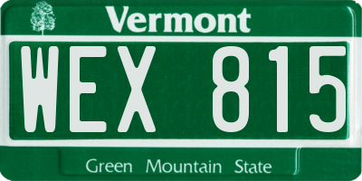 VT license plate WEX815