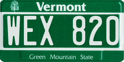 VT license plate WEX820