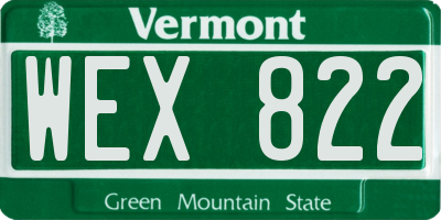 VT license plate WEX822