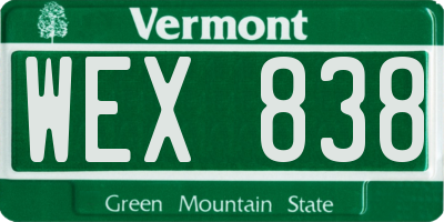 VT license plate WEX838