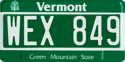 VT license plate WEX849