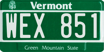 VT license plate WEX851