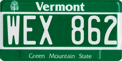 VT license plate WEX862