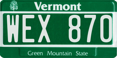 VT license plate WEX870